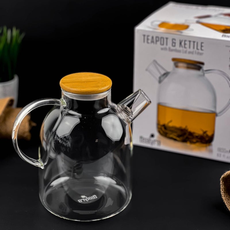 Tealyra - Glass Stove-top Kettle 60-ounce - Teapot - Heat Resistant Borosilicate - Pitcher - Carafe - No-Dripping - For Tea Juice Water - Hot or Iced - 1800ml - Image 5